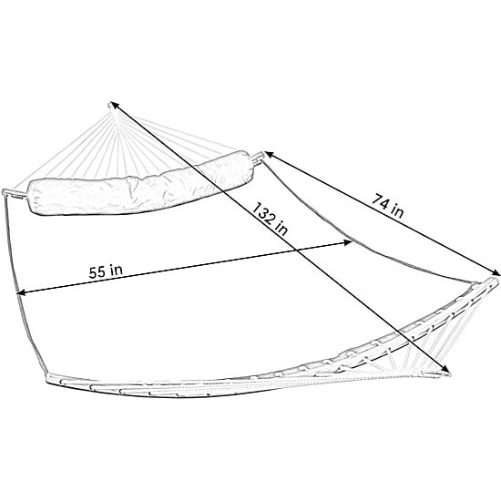 Sunnydaze Quilted Hammock with Curved Bamboo Spreader Bar and Pillow