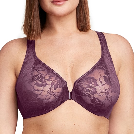 Glamorise Lacey T-Back Front-Closure WonderWire® Underwire Bra-9246