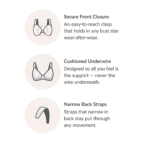 Glamorise Lacey T-Back Front-Closure WonderWire® Underwire Bra-9246