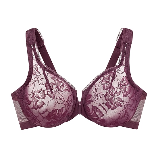 Glamorise Lacey T-Back Front-Closure WonderWire® Underwire Bra-9246