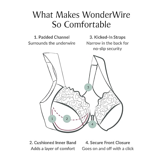 Glamorise Lacey T-Back Front-Closure WonderWire® Underwire Bra-9246
