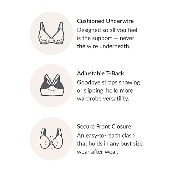 Glamorise Front-Closure T-Back WonderWire® Underwire Bra-1246