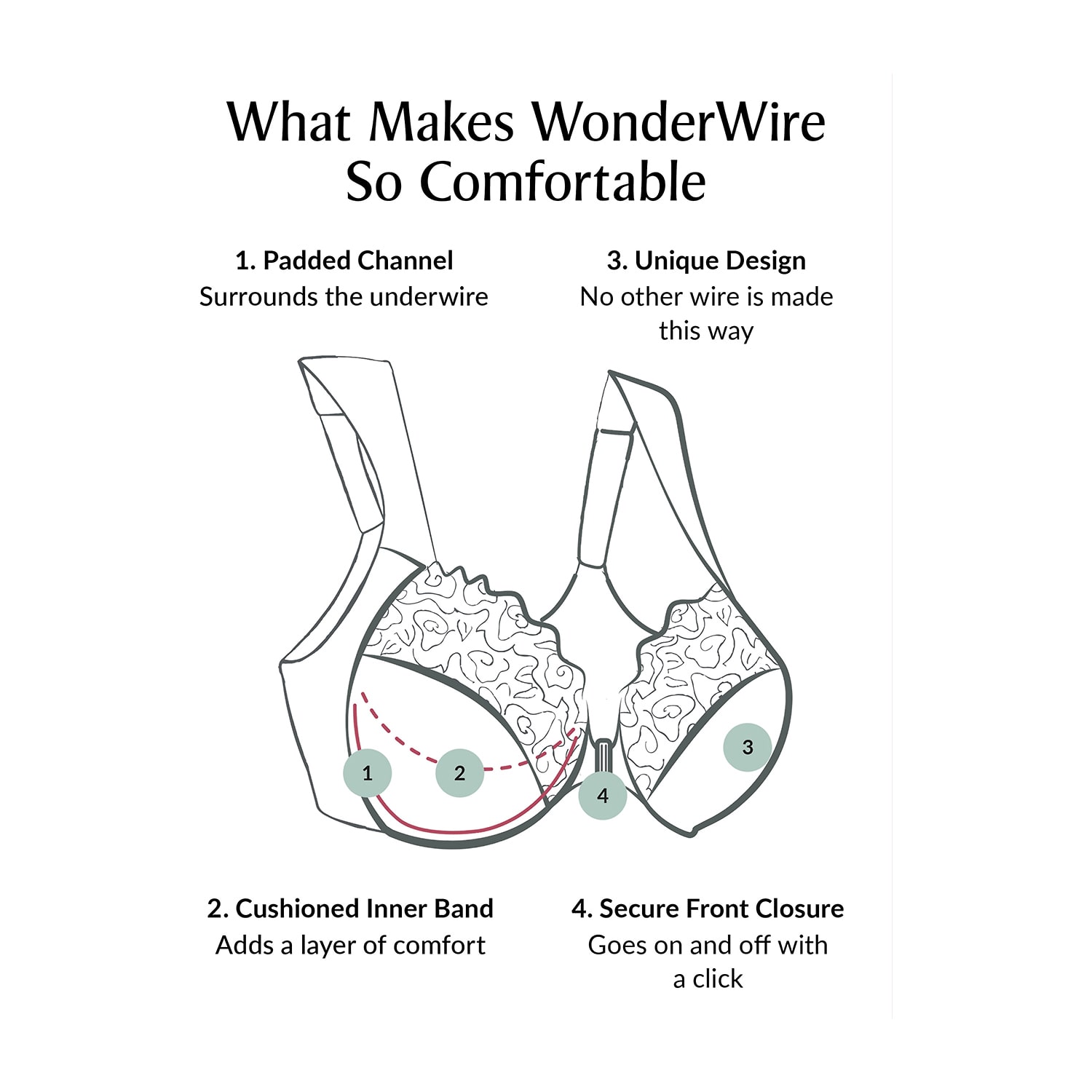 Glamorise Front-Closure T-Back WonderWire® Underwire Bra-1246