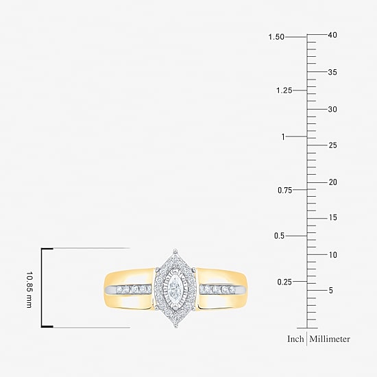 Unisex Adult 3/8 CT. T.W. Natural White Diamond 10K Gold Marquise Side Stone Halo Bridal Set