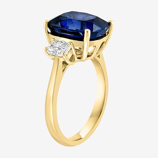 Effy Final Call Womens Lab Created Blue Sapphire & 1/5 CT. T.W. Lab Grown Diamond 14K Gold Cushion Cocktail Ring