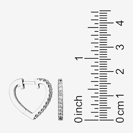Paris 1901 By Charles Garnier Womens Cubic Zirconia Sterling Silver 16.6mm Heart Hoop Earrings