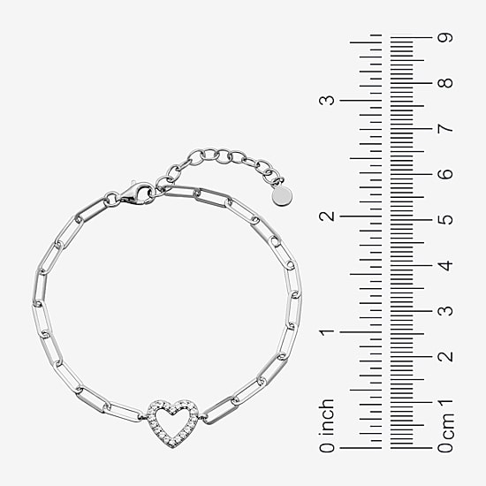 Paris 1901 By Charles Garnier Womens Sterling Silver Solid Heart 6 3/4 Inch Link Bracelet