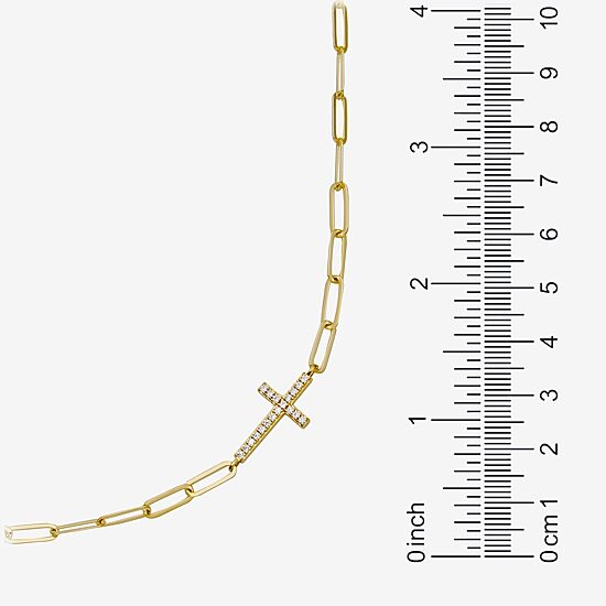 Paris 1901 By Charles Garnier Womens White Cubic Zirconia 18K Gold Over Silver Cross 17 Inch Pendant Necklace