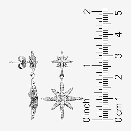 Paris 1901 By Charles Garnier North Star Womens Cubic Zirconia Sterling Silver Star Drop Earrings