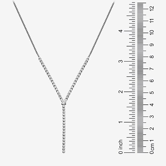 DiamonArt® Womens White Cubic Zirconia Sterling Silver Cross Y Necklace