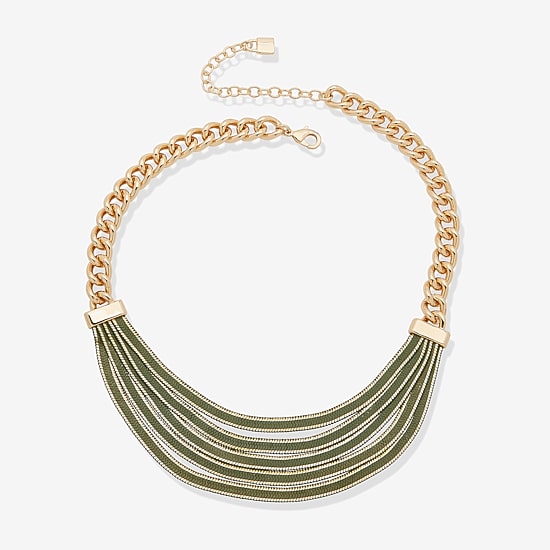 Worthington Gold Tone Womens 16 Inch Collar Necklace