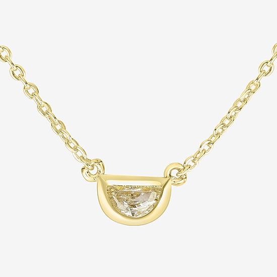 Silver Treasures Delicates Semi Circle Womens Cubic Zirconia 14K Gold Over Brass 16 Inch Pendant Necklace