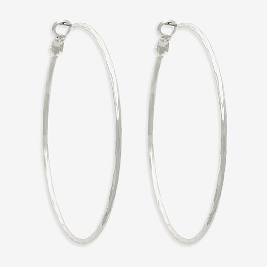 Bold Elements Silver Tone Womens Stainless Steel 32.1mm Hoop Earrings