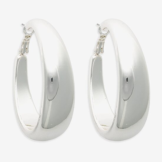 Bold Elements Silver Tone Womens 30.1mm Hoop Earrings