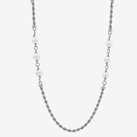 Limited Quantities! Womens White Sterling Silver 36 Inch Strand Necklace
