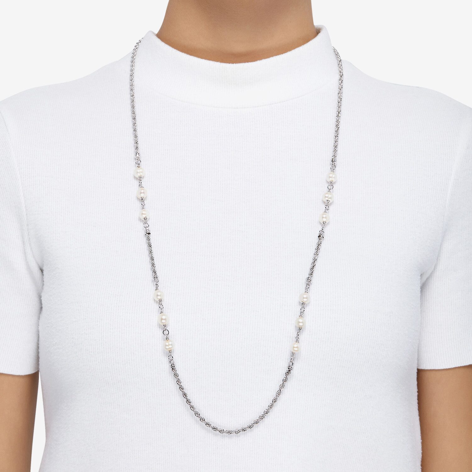 Limited Quantities! Womens White Sterling Silver Inch Strand Necklace