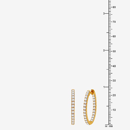 (H-I / I1) 1 CT. T.W. Lab Grown Diamond 10K or 14K White or Yellow Gold 23.1mm Hoop Earrings