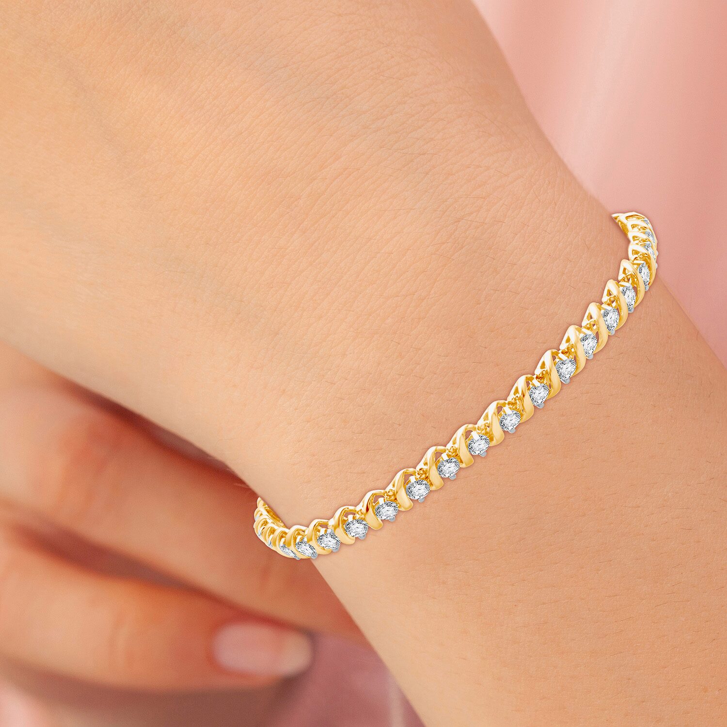 H-I / Si2-I1) Womens CT. T.W. Lab Grown White Diamond 10K Gold Inch Tennis Bracelet