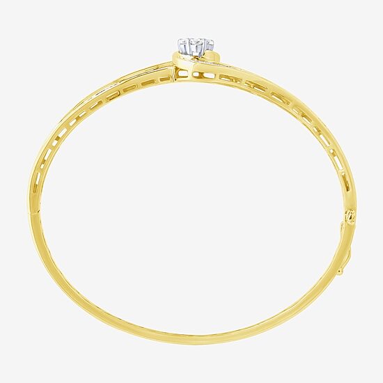 Diamond Blossom (G / Si2) Womens 2 CT. T.W. Lab Grown White Diamond 10K Gold Flower Bangle Bracelet
