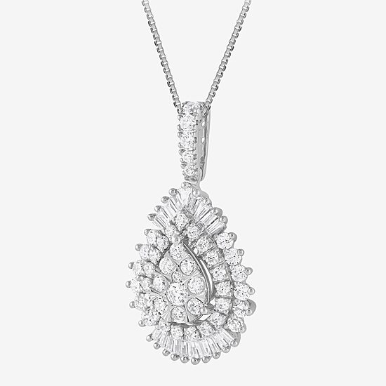 (G / Si2) Womens 2 CT. T.W. Lab Grown White Diamond 14K Gold Pear 18 Inch Pendant Necklace