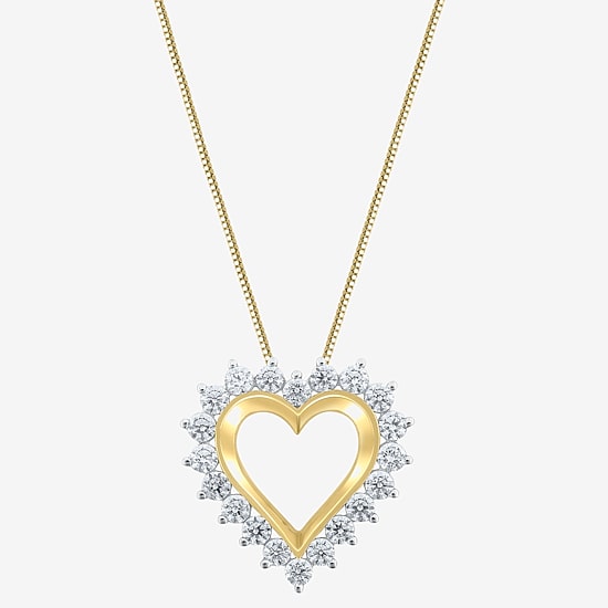 (G / Si2) Womens 2 CT. T.W. Lab Grown White Diamond 14K Gold Heart 18 Inch Pendant Necklace
