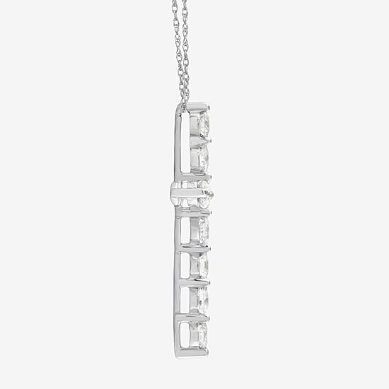 (G / Si2) Womens 1/2 CT. T.W. Lab Grown White Diamond 14K Gold Cross 18 Inch Pendant Necklace