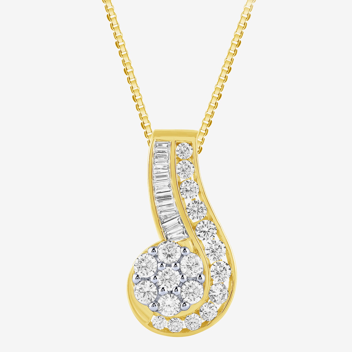 Diamond Blossom (G / Si2) Womens 2 CT. T.W. Lab Grown White Diamond 10K Gold Flower 18 Inch Pendant Necklace