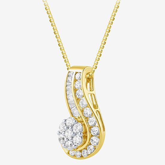 Diamond Blossom (G / Si2) Womens 2 CT. T.W. Lab Grown White Diamond 10K Gold Flower 18 Inch Pendant Necklace