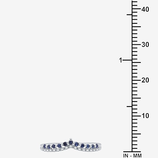 Diamond Accent Lab Created Sapphire Sterling Silver or 14K Gold Over Silver Wedding Band