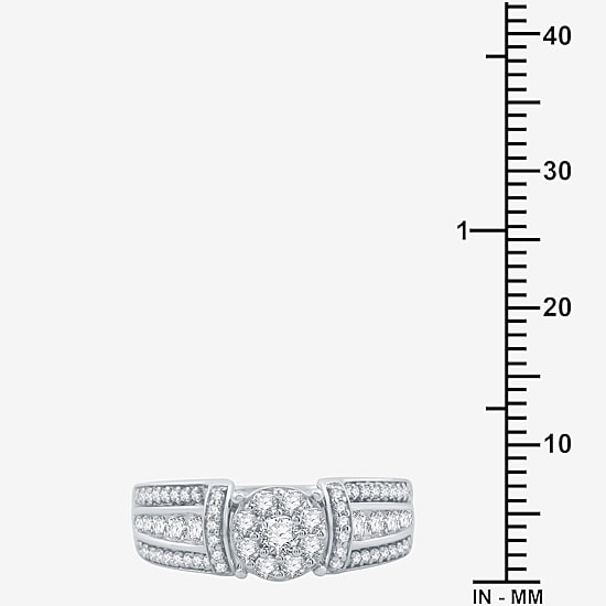 I Said Yes (H-I / I1) Womens 3/4 CT. T.W. Lab Grown White Diamond Sterling Silver or 14K Gold Over Silver Round Side Stone Engagement Ring