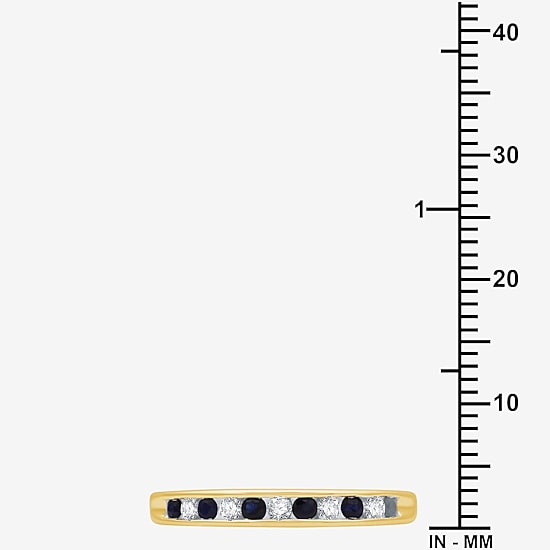 Modern Bride Gemstone 1/8 CT. T.W. Lab Created Blue Sapphire Gold Over Silver Wedding Band