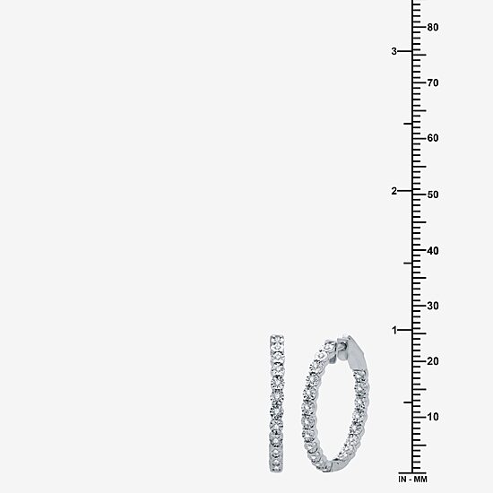 (H-I / I1) Womens 1/4 CT. T.W. Lab Grown Diamond Sterling Silver 24.9mm Hoop Earrings