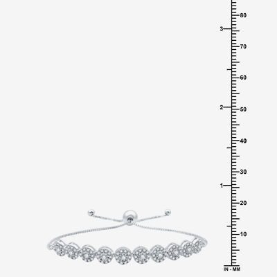 (H-I / I1) Womens 1 CT. T.W. Lab Grown White Diamond Sterling Silver Bolo Bracelet