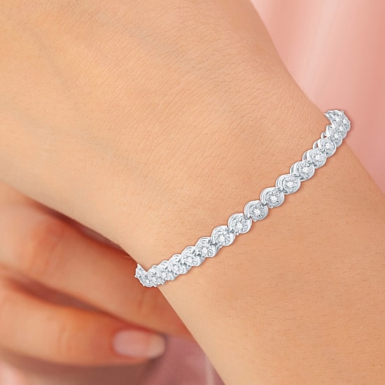Womens 1 CT. T.W. Lab Grown White Diamond Sterling Silver 7.5 Inch Tennis Bracelet