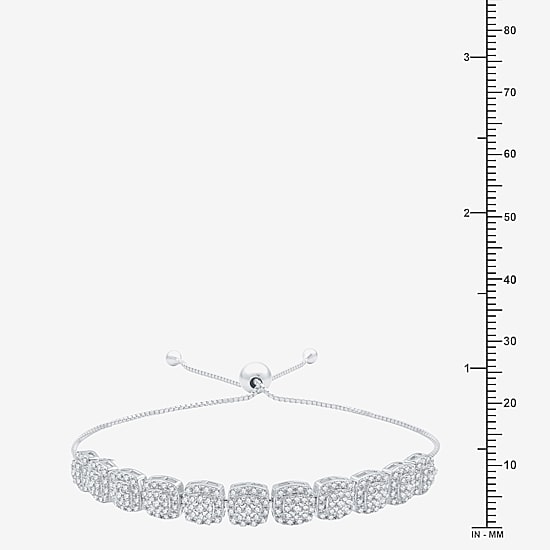 Womens 1 1/2 CT. T.W. Lab Grown White Diamond Sterling Silver Bolo Bracelet