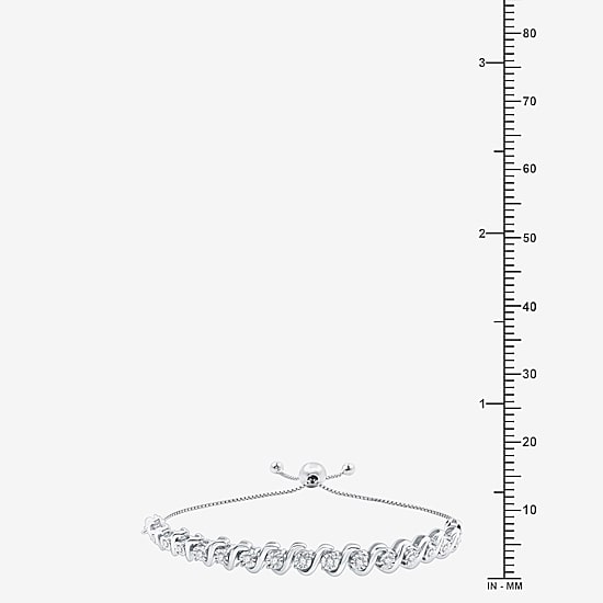 Womens 1/4 CT. T.W. Lab Grown White Diamond Sterling Silver Bolo Bracelet