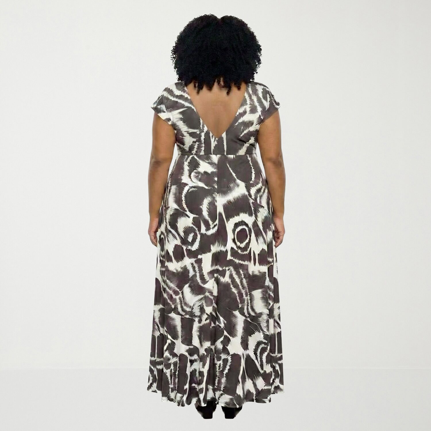 24seven Comfort Apparel Womens Plus V Neck Short Sleeve Maxi Dress