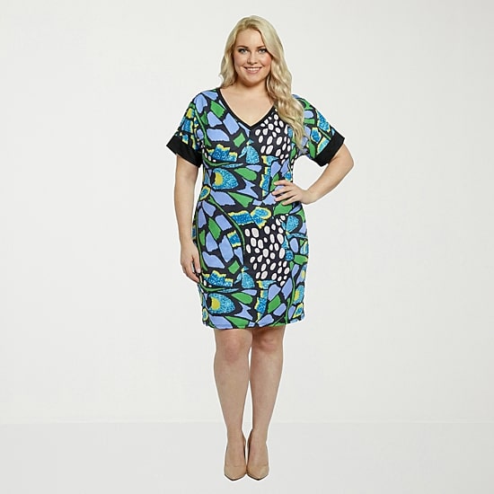 24seven Comfort Apparel Womens Plus Short Sleeve Abstract T-Shirt Dress