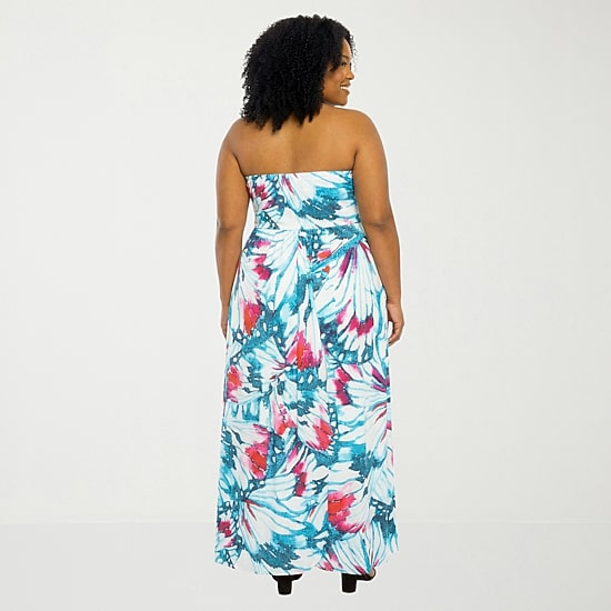 24seven Comfort Apparel Womens Plus Straight Neck Sleeveless Maxi Dress