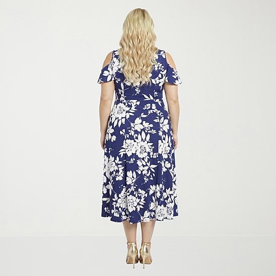 24seven Comfort Apparel Womens Plus Midi Crew Neck Short Sleeve Maxi Dress
