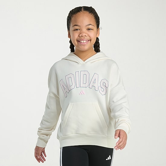 adidas Big Kid Girls Long Sleeve Fleece Active Hoodie