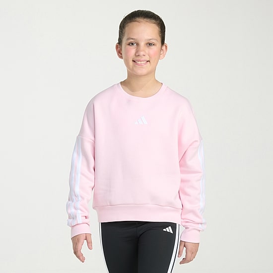adidas Big Kid Girls Crew Neck Fleece Embroidered Long Sleeve Sweatshirt