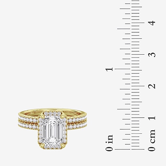 Signature By Modern Bride (F / Vs2) Womens 6 CT. T.W. Lab Grown White Diamond 10K Gold Side Stone Halo Bridal Set