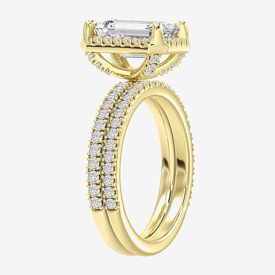 Signature By Modern Bride (F / Vs2) Womens 6 CT. T.W. Lab Grown White Diamond 10K Gold Side Stone Halo Bridal Set