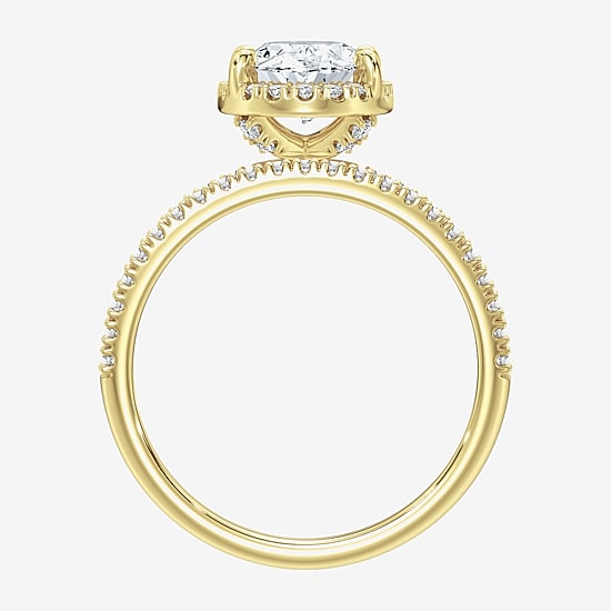 Signature By Modern Bride (F / Vs2) Womens 6 CT. T.W. Lab Grown White Diamond 10K Gold Oval Side Stone Halo Bridal Set
