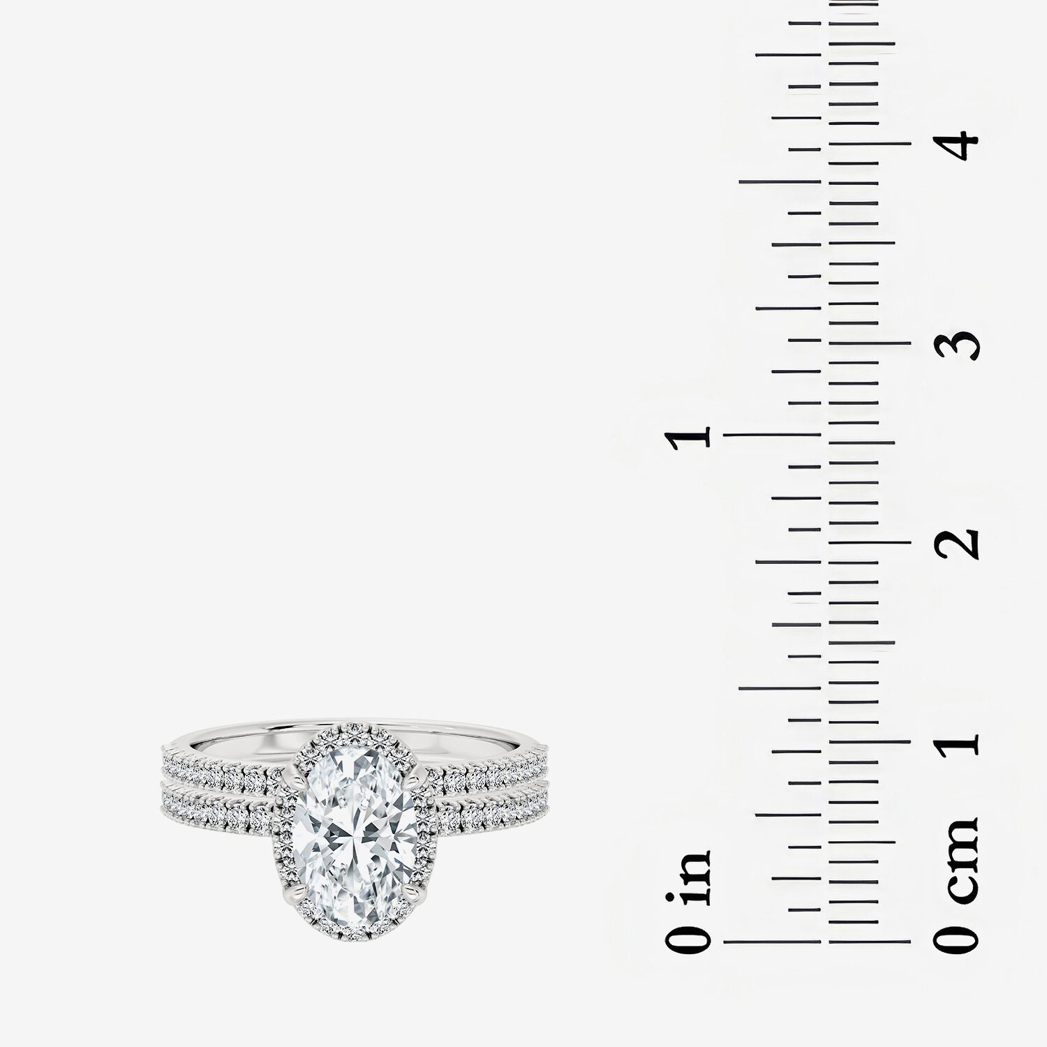 Signature By Modern Bride (F / Vs2) Womens / CT. T.W. Lab Grown White Diamond 10K Gold Oval Side Stone Halo Bridal Set