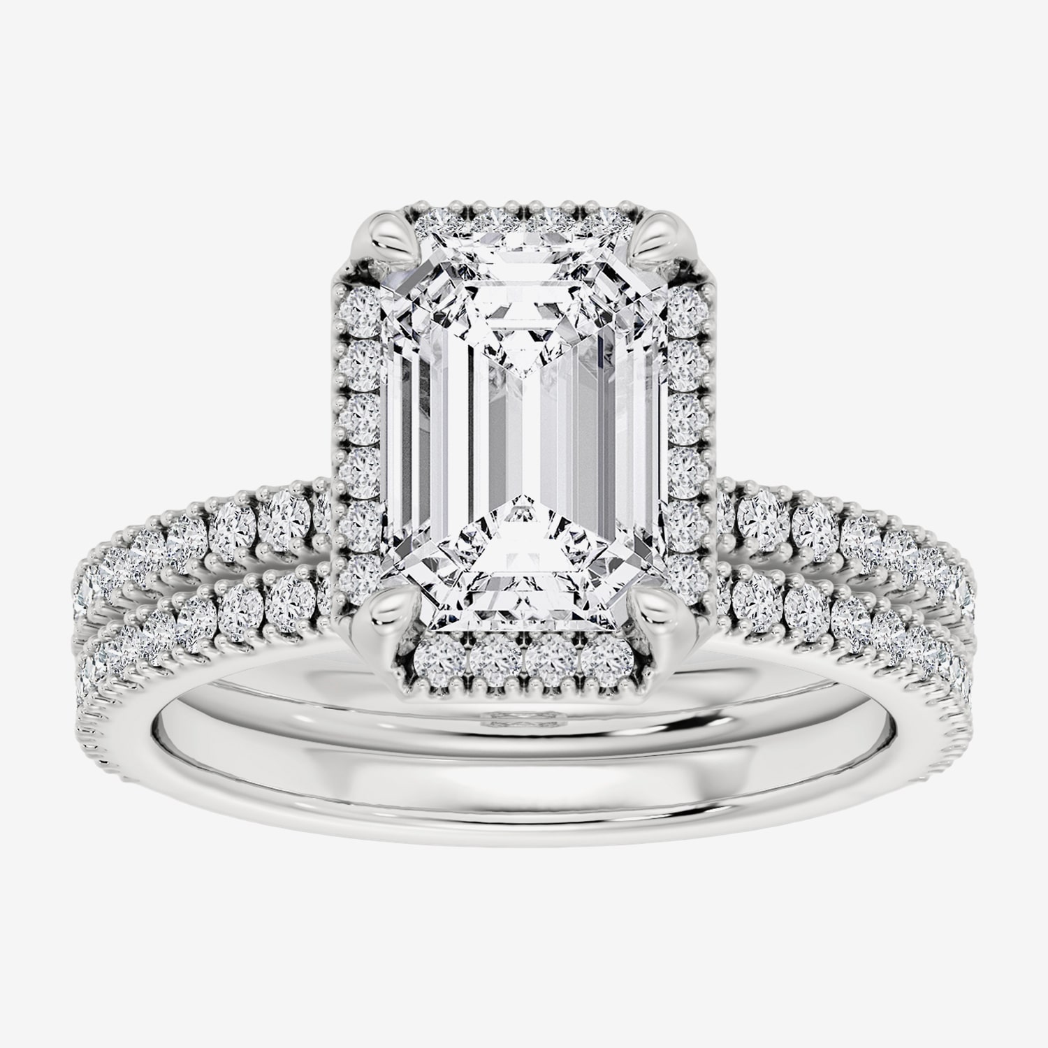 Signature By Modern Bride (F / Vs2) Womens / CT. T.W. Lab Grown White Diamond 10K Gold Side Stone Halo Bridal Set