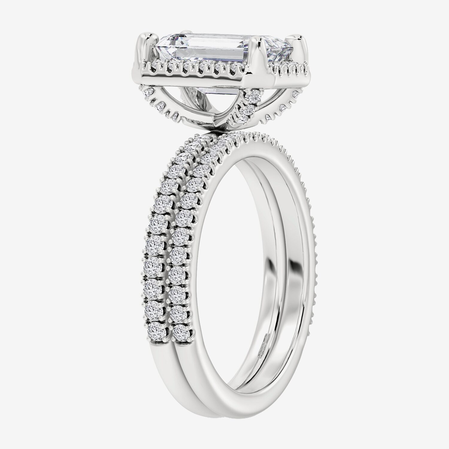 Signature By Modern Bride (F / Vs2) Womens / CT. T.W. Lab Grown White Diamond 10K Gold Side Stone Halo Bridal Set