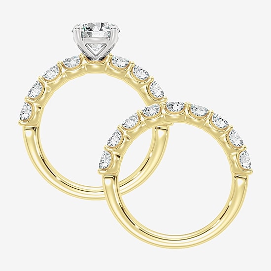 Signature By Modern Bride (F / Vs2) Womens 5 3/4 CT. T.W. Lab Grown White Diamond 10K Gold Round Side Stone Bridal Set