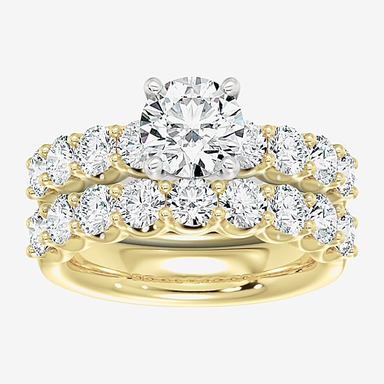 Signature By Modern Bride (F / Vs2) Womens 5 3/4 CT. T.W. Lab Grown White Diamond 10K Gold Round Side Stone Bridal Set
